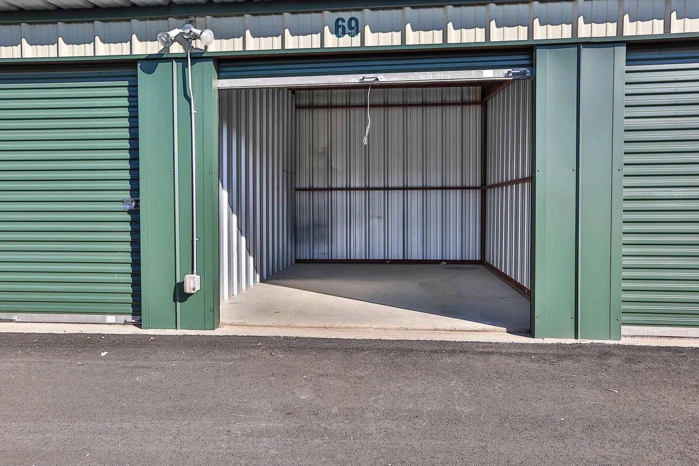 Open drive-up storage unit at Western Hills Trail, Granbury TX