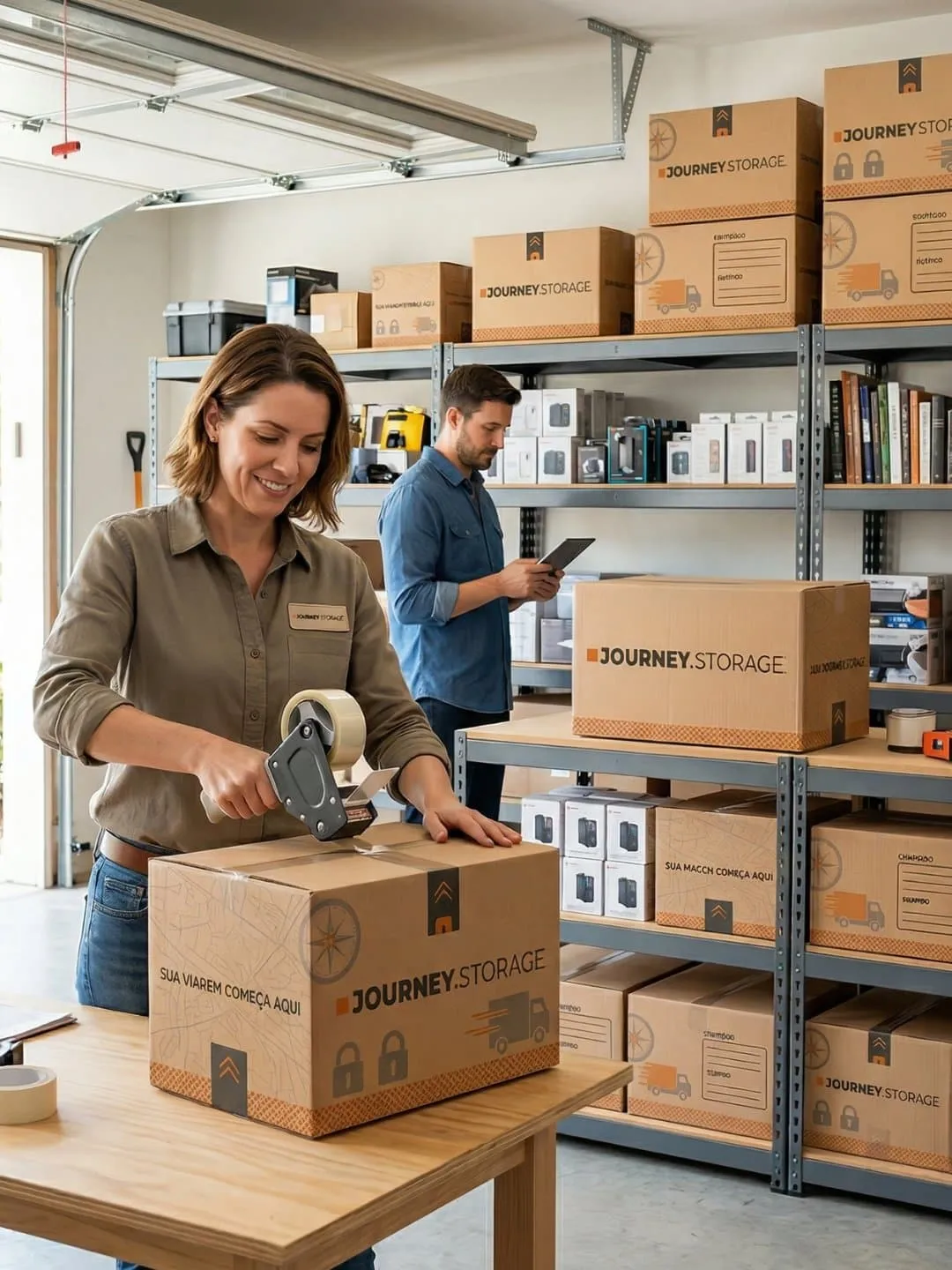 A small business workspace overflowing with inventory