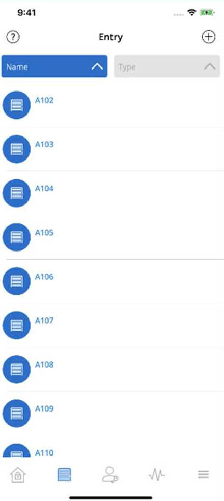 Entries list